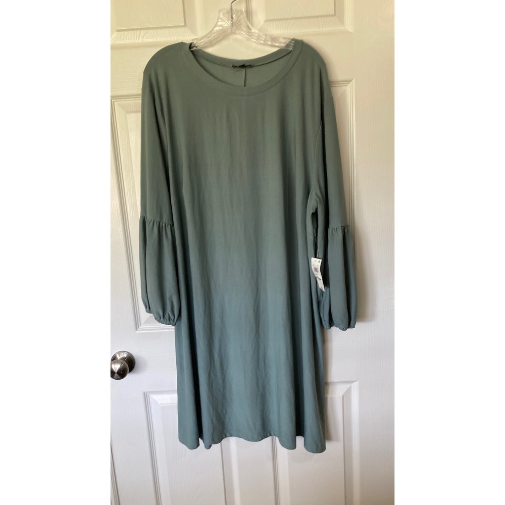As U Wish Relaxed Dress Sage Green Plus 3X New Balloon Sleeve Flowy Cottagecore